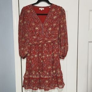 Max Studio Floral Red Dress Lined